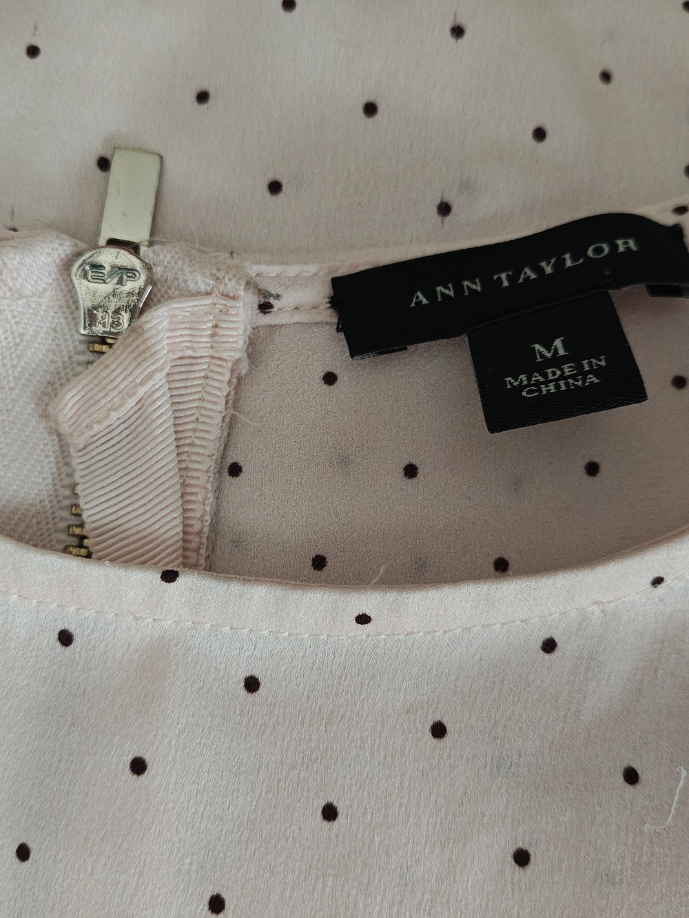 Ann Taylor Blush Pink Sheer Dot Short Sleeve Blouse - Picture 4 of 4